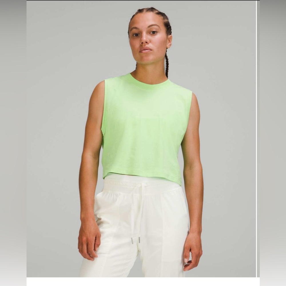 Lululemon All Yours Cropped Cotton Tank Top - Scream Green Light 14